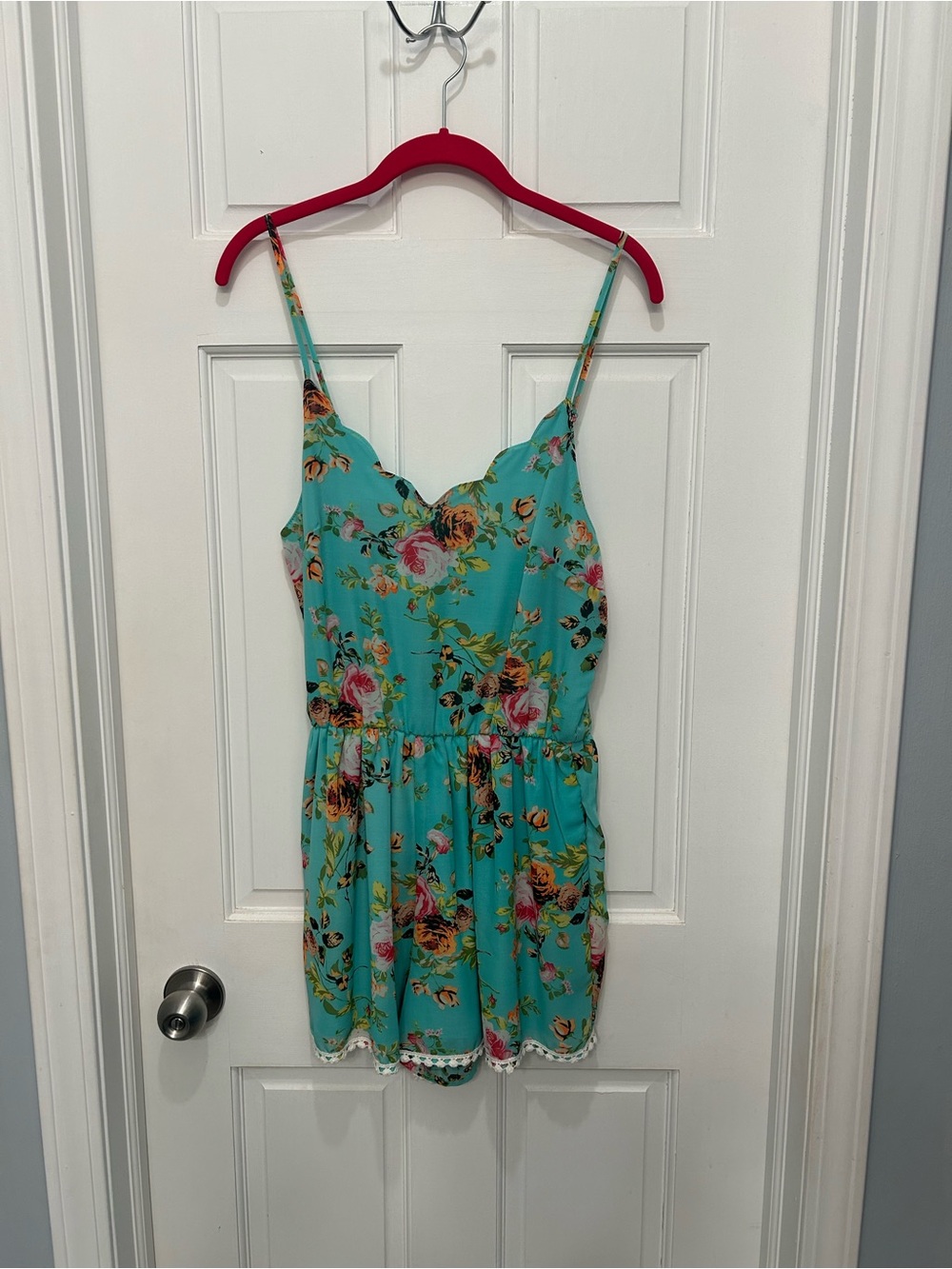 Mimi Chica Turquoise Floral Midi Dress